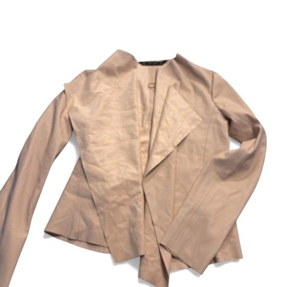 *clearance* Zara Tan faux leather, asymmetrical jacket , XS